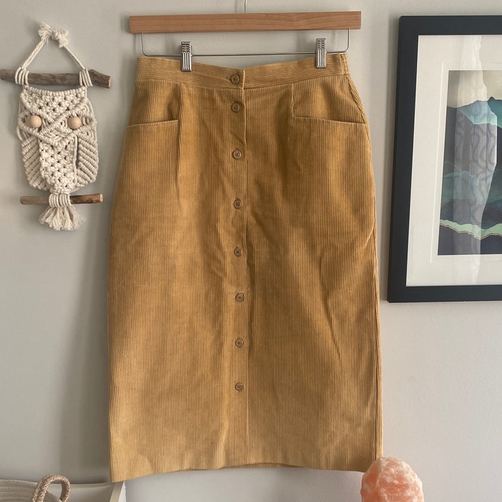 Vintage Corduroy Button Front Skirt